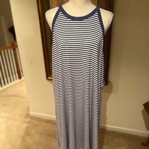 Old Navy Dress Women Blue Stripe A-Line Pullover Sleeveless Sundress